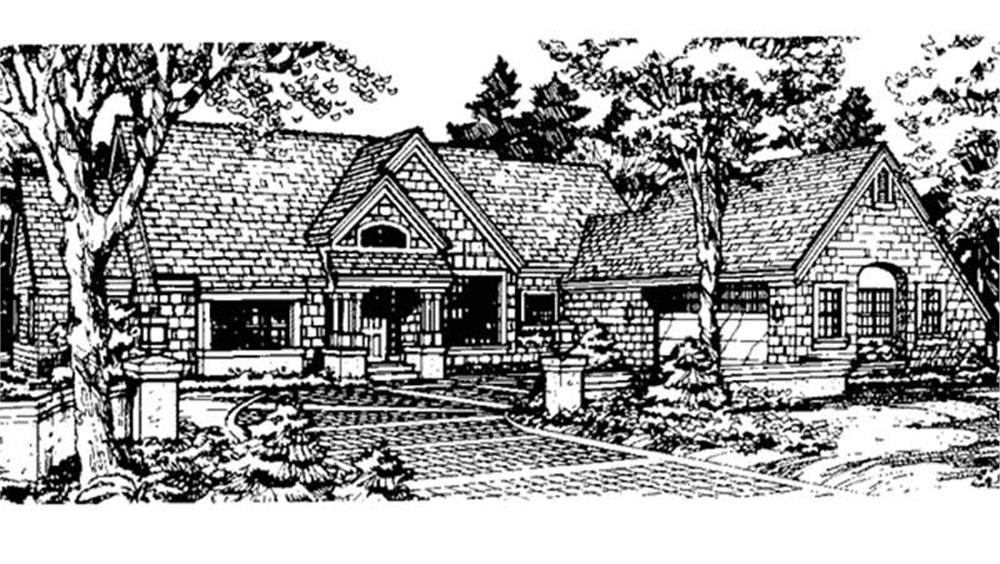 Front view of Country home (ThePlanCollection: House Plan #146-1278)