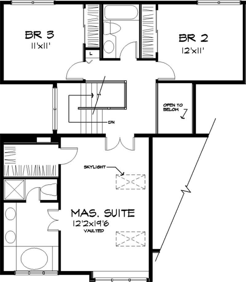 Floor Plan Second Story of Country Plan #146-1290