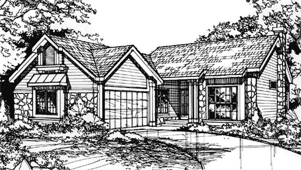 Front view of Country home (ThePlanCollection: House Plan #146-1291)