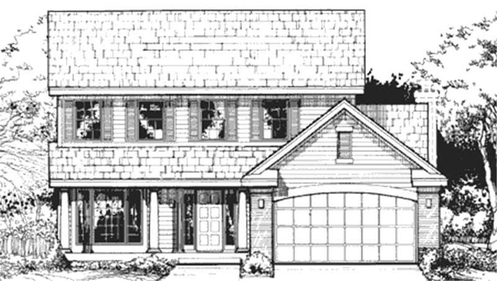Front view of Country home (ThePlanCollection: House Plan #146-1292)
