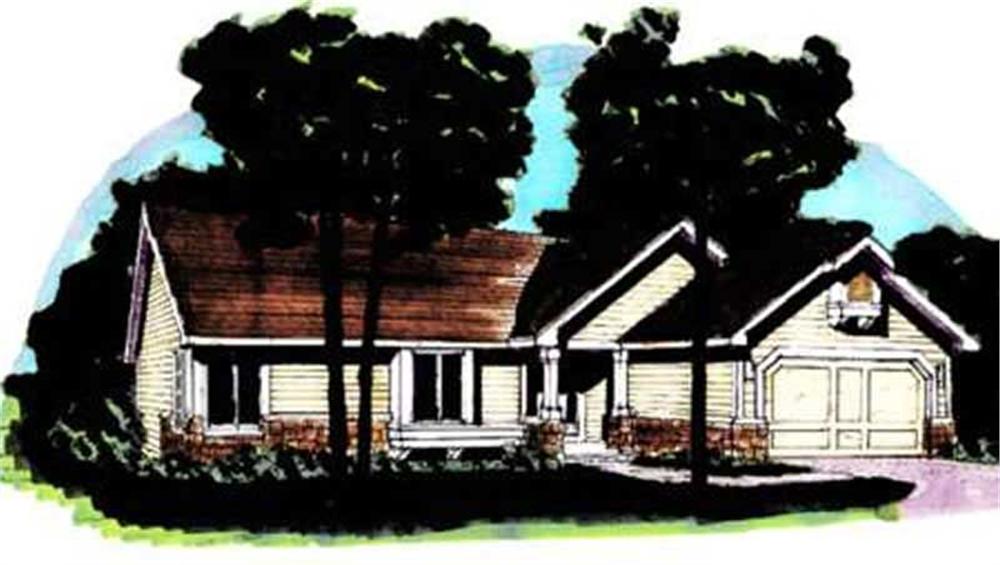 Front view of Country home (ThePlanCollection: House Plan #146-1296)