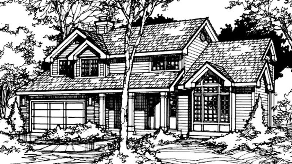 Front view of Country home (ThePlanCollection: House Plan #146-1297)