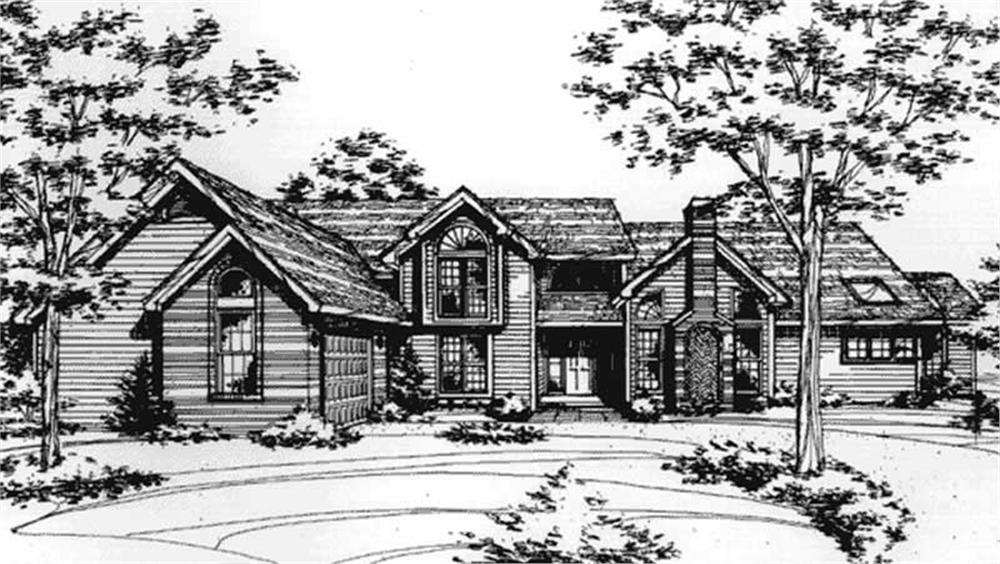 Front view of Country home (ThePlanCollection: House Plan #146-1298)