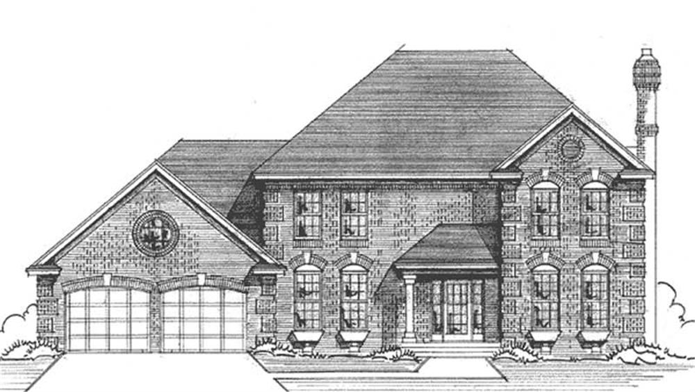Front view of French home (ThePlanCollection: House Plan #146-1299)