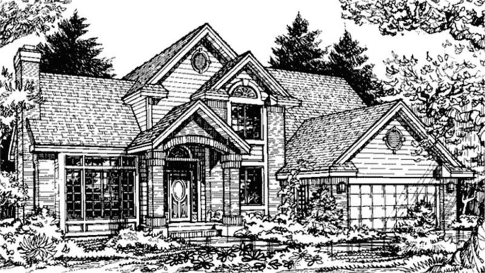 Front view of Country home (ThePlanCollection: House Plan #146-1316)