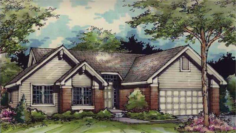 Front view of Country home (ThePlanCollection: House Plan #146-1319)