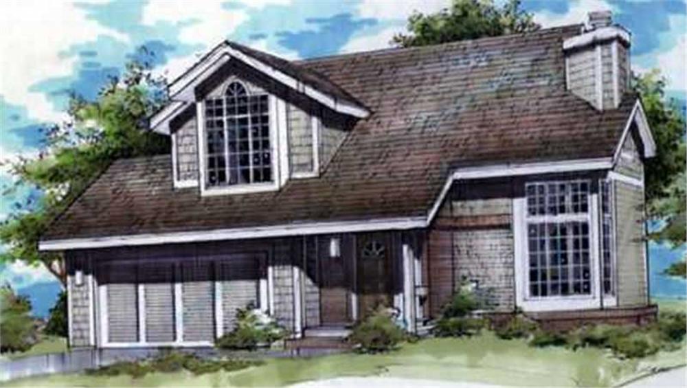 Front view of Country home (ThePlanCollection: House Plan #146-1323)