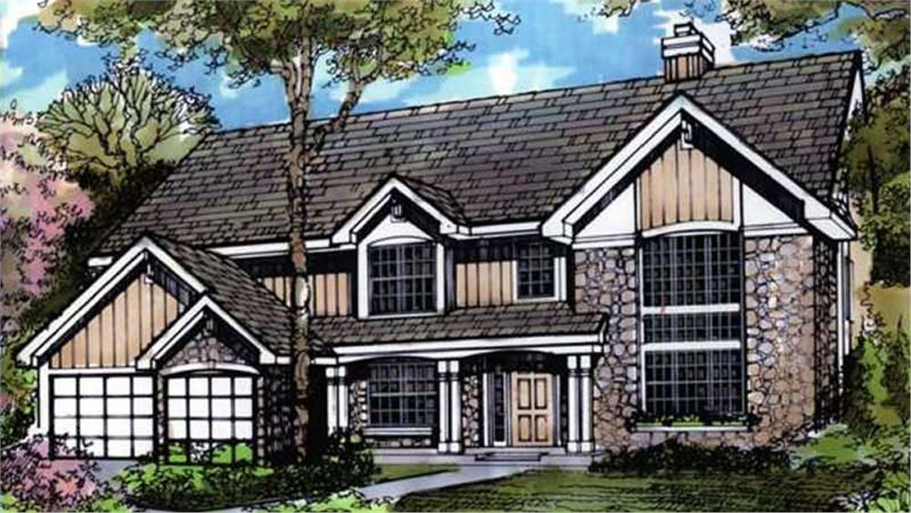 Front view of Country home (ThePlanCollection: House Plan #146-1324)