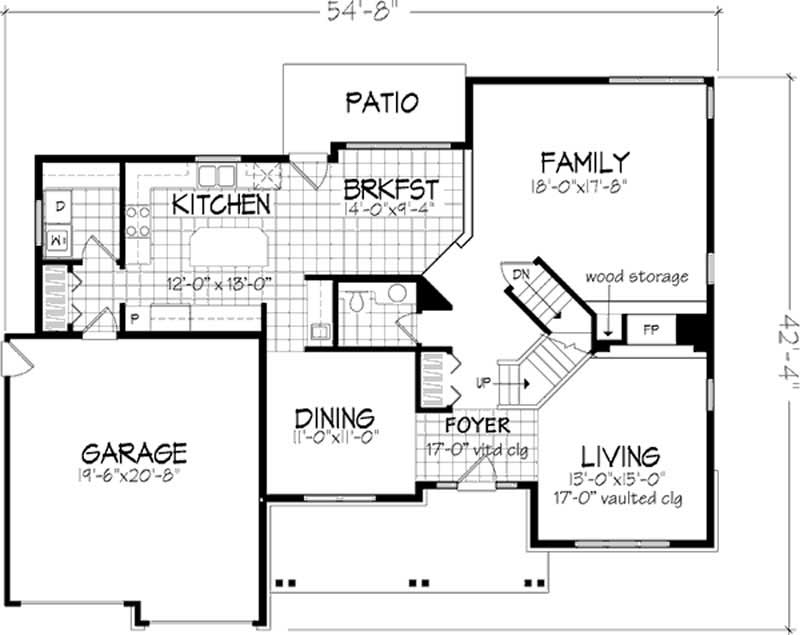 Floor Plan First Story of Country Plan #146-1324