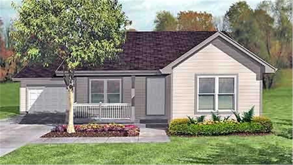 Front view of Ranch home (ThePlanCollection: House Plan #146-1328)