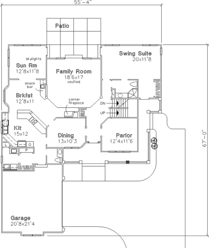 Floor Plan First Story of Country Plan #146-1333