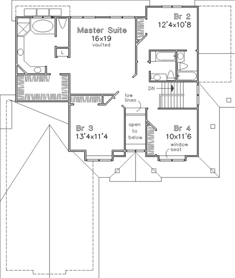Floor Plan Second Story of Country Plan #146-1333