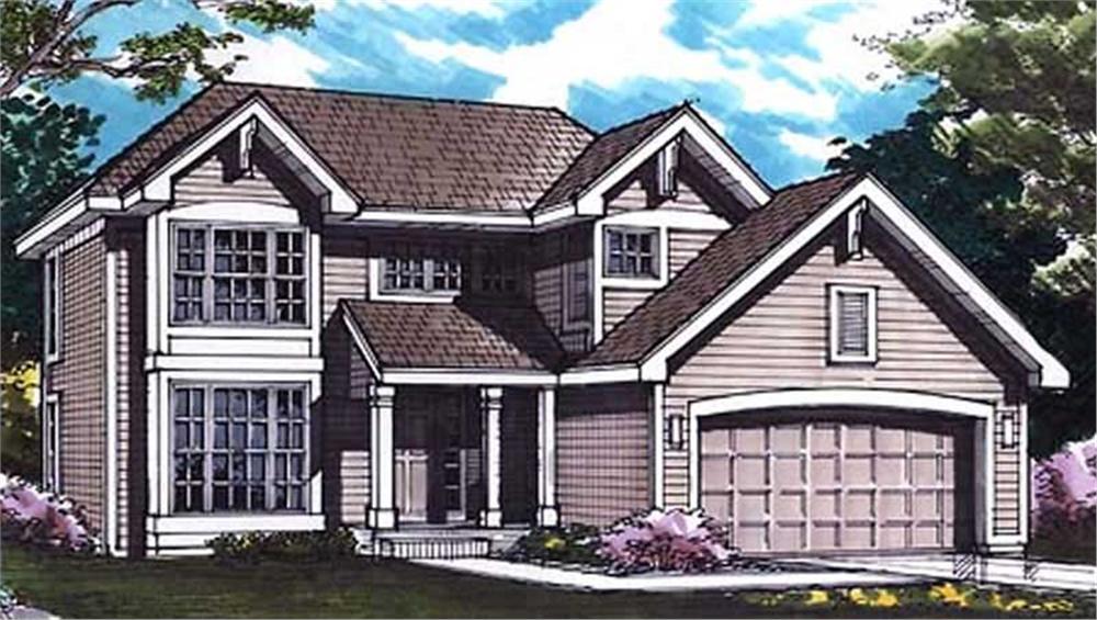 Front view of Country home (ThePlanCollection: House Plan #146-1338)