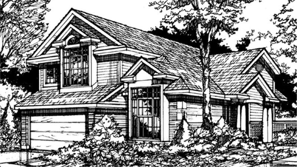 Front view of Country home (ThePlanCollection: House Plan #146-1339)