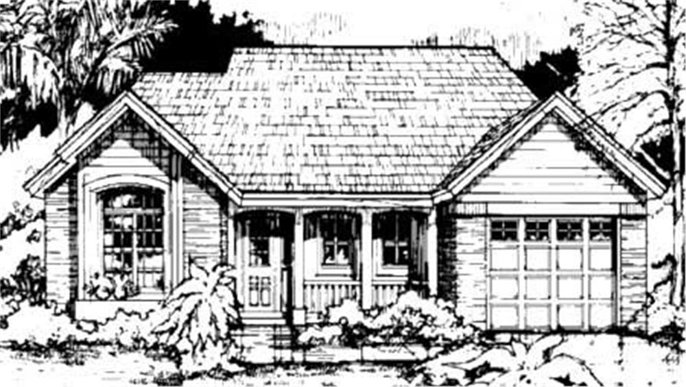 Front view of Country home (ThePlanCollection: House Plan #146-1343)