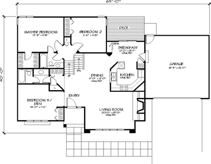 Floor Plan First Story of Ranch Plan #146-1345