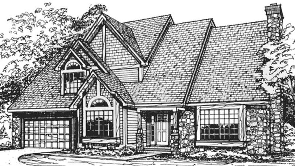 Front view of Country home (ThePlanCollection: House Plan #146-1346)