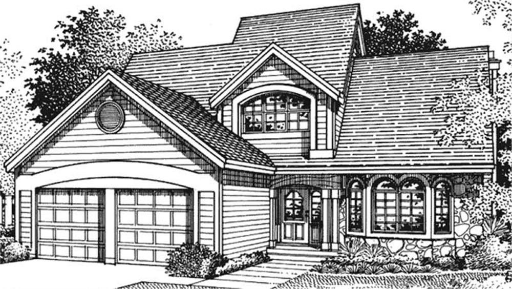 Front view of Country home (ThePlanCollection: House Plan #146-1348)