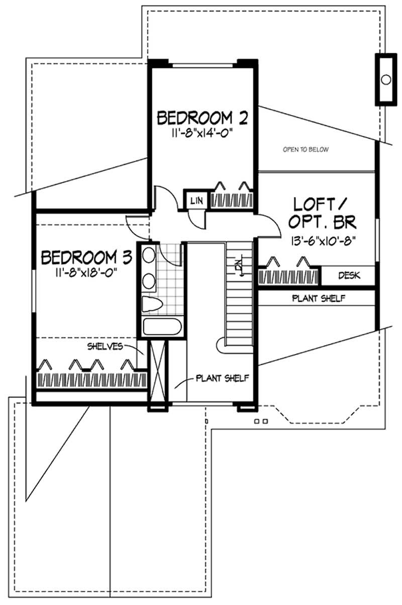 Floor Plan Second Story of Cape Cod Plan #146-1348