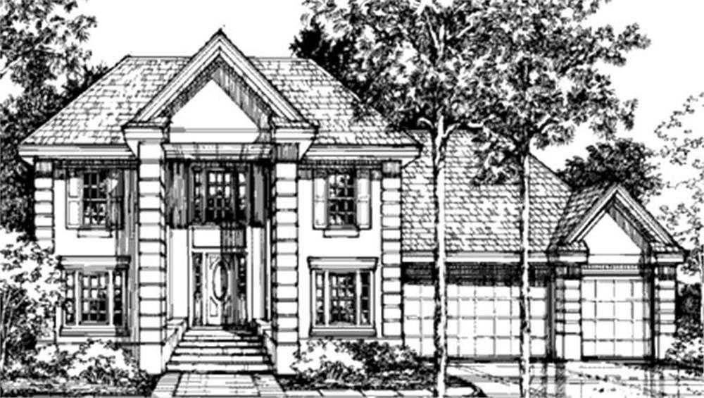 Front view of Colonial home (ThePlanCollection: House Plan #146-1349)