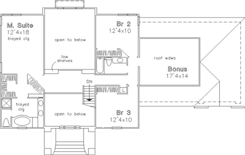 Floor Plan Second Story of Colonial Plan #146-1349