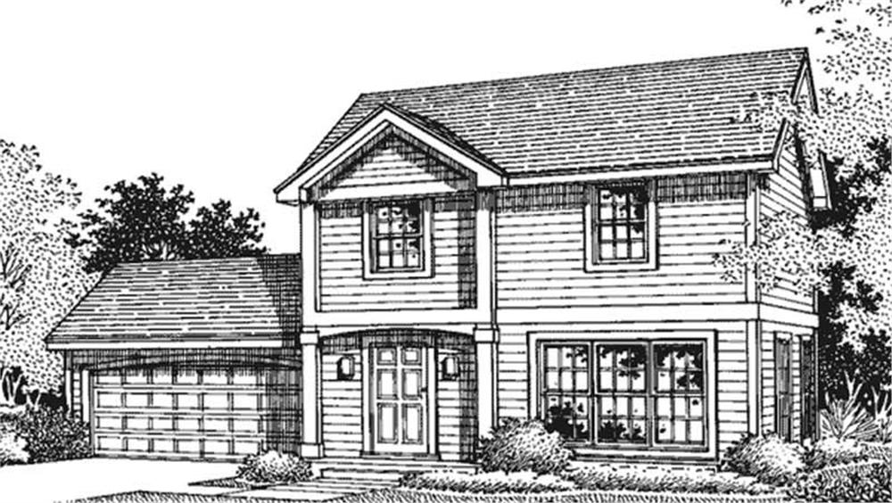 Front view of Colonial home (ThePlanCollection: House Plan #146-1352)