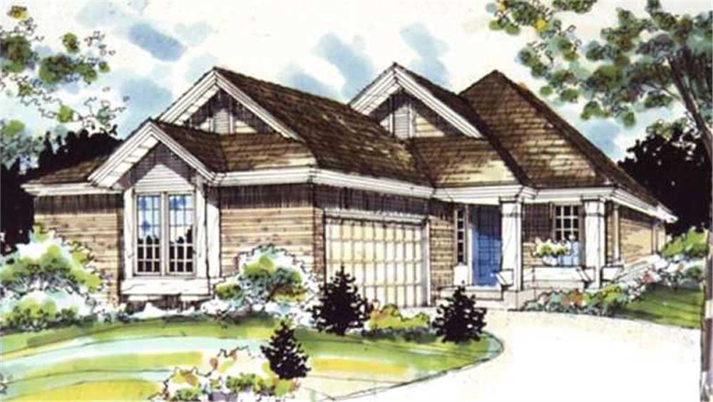 Front view of Country home (ThePlanCollection: House Plan #146-1357)