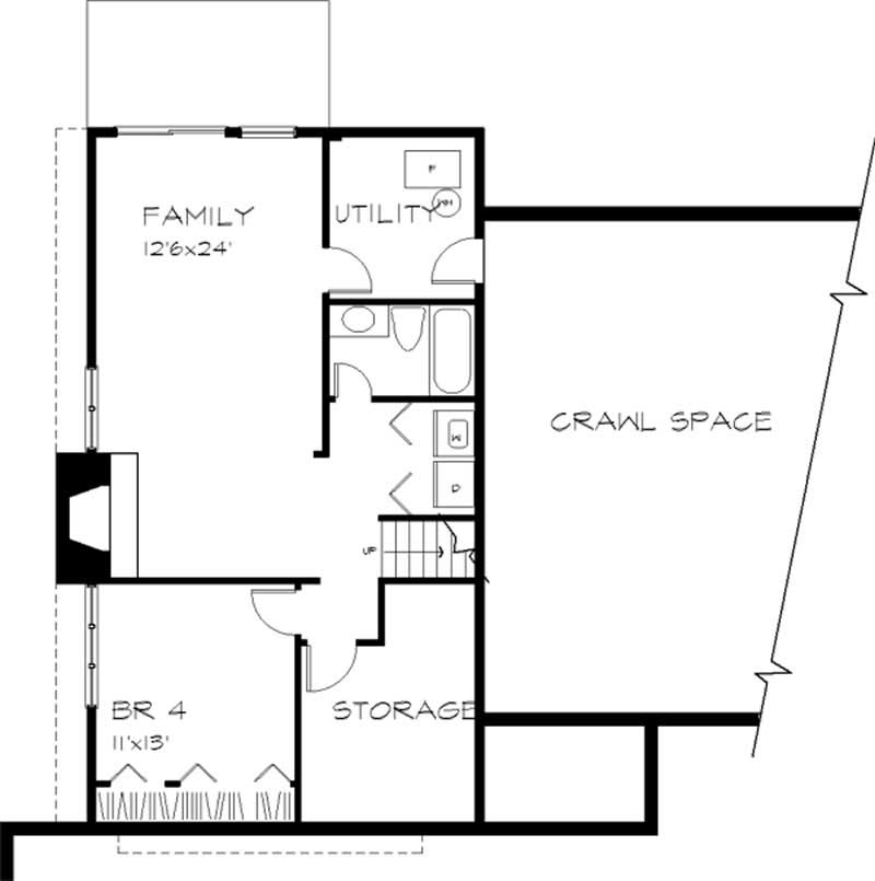 Floor Plan Basement of Ranch Plan #146-1358