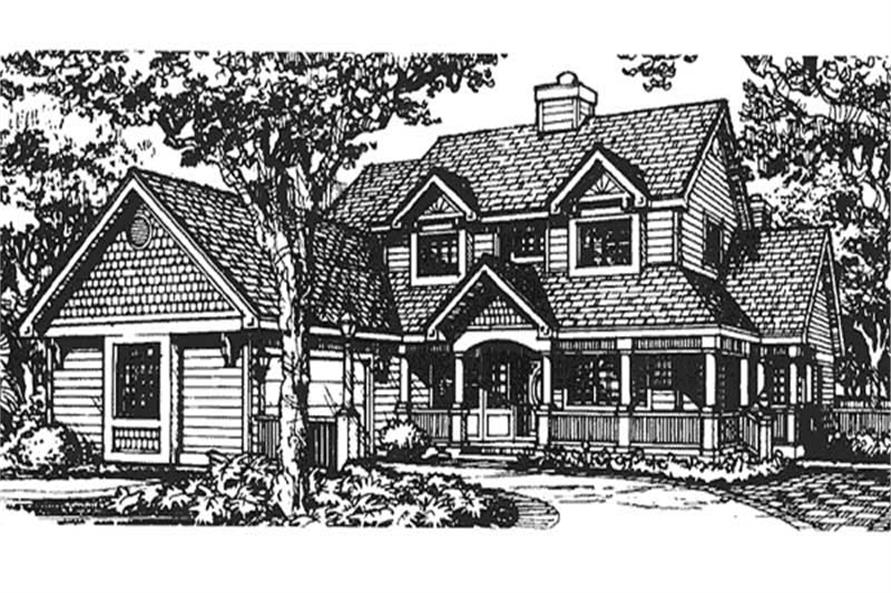 Front view of Country home (ThePlanCollection: House Plan #146-1368)