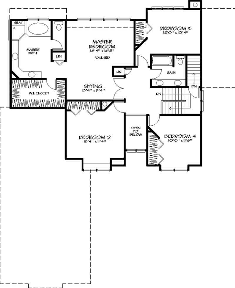 Floor Plan Second Story of Country Plan #146-1368