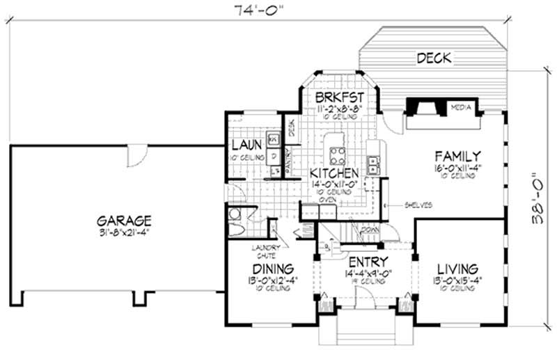 Floor Plan First Story of European Plan #146-1371