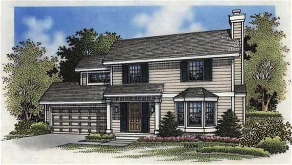 Front view of Country home (ThePlanCollection: House Plan #146-1373)