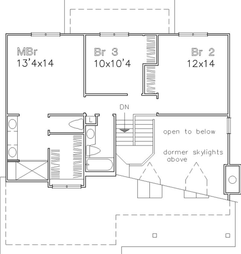 Floor Plan Second Story of Country Plan #146-1376