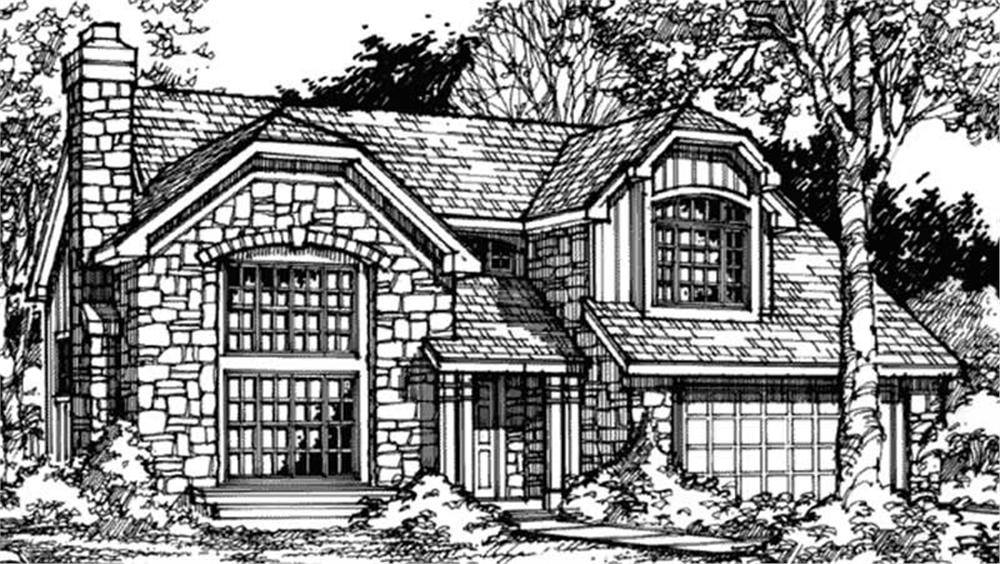 Front view of Rustic home (ThePlanCollection: House Plan #146-1381)