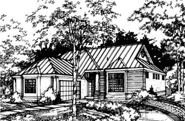 1-Bedroom, 1673 Sq Ft Country House Plan - 146-1384 - Front Exterior