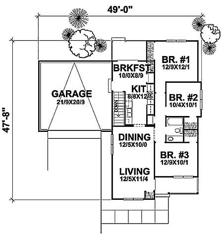 Floor Plan First Story of Country Plan #146-1385