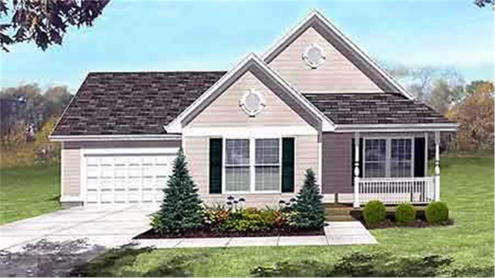 Front view of Country home (ThePlanCollection: House Plan #146-1385)