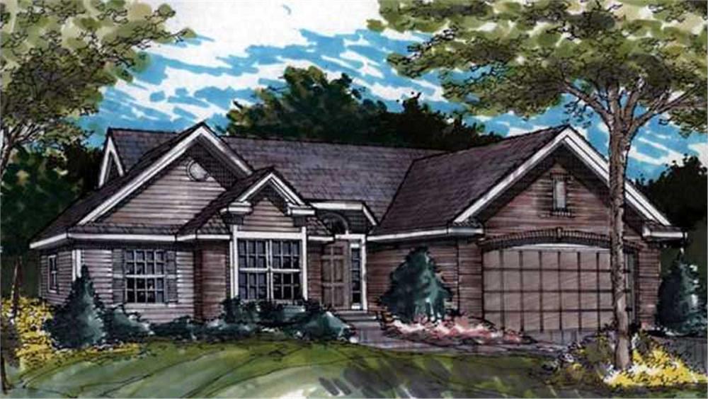 Front view of Country home (ThePlanCollection: House Plan #146-1392)