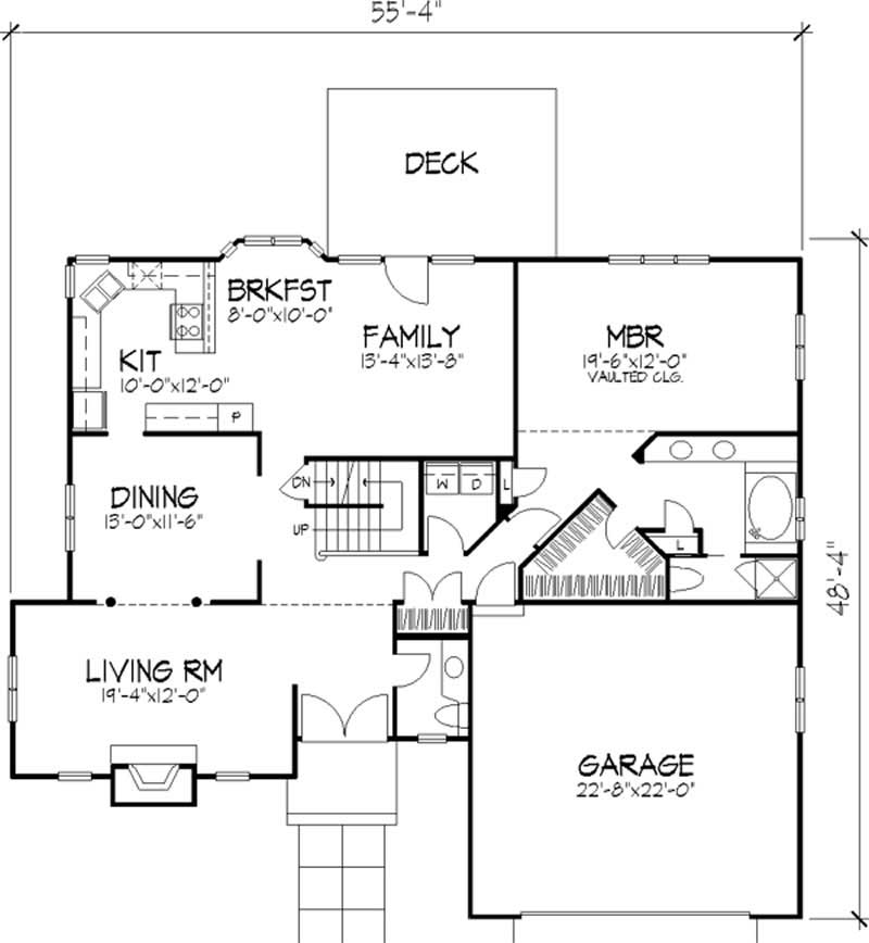 Floor Plan First Story of Cape Cod Plan #146-1393