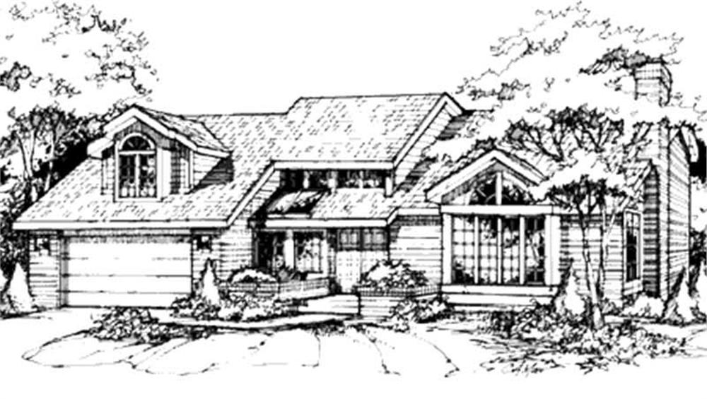 Front view of Country home (ThePlanCollection: House Plan #146-1397)