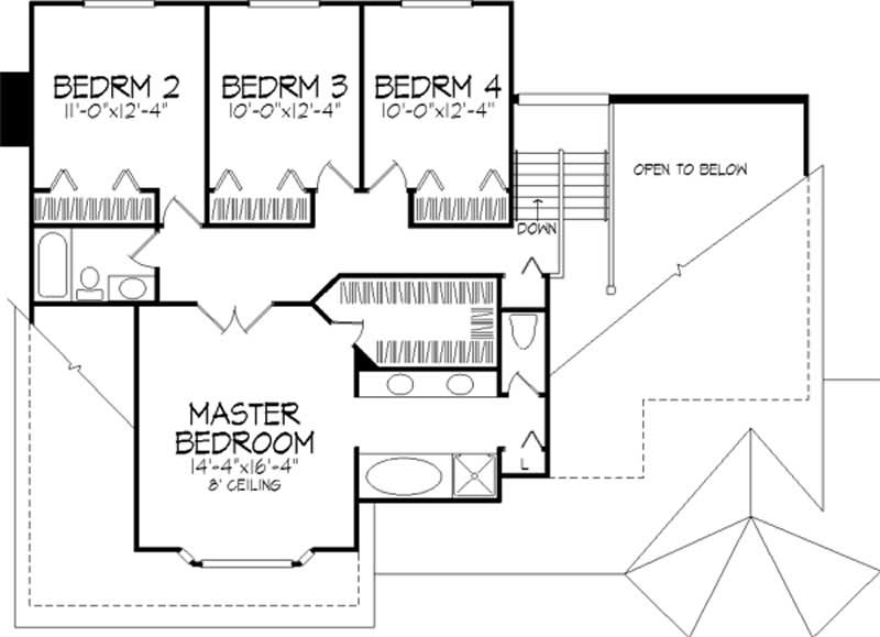 Floor Plan Second Story of Country Plan #146-1398