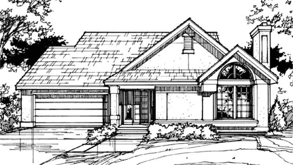 Front view of Country home (ThePlanCollection: House Plan #146-1399)