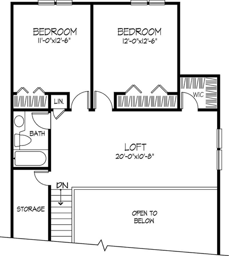 Floor Plan Second Story of Cape Cod Plan #146-1400
