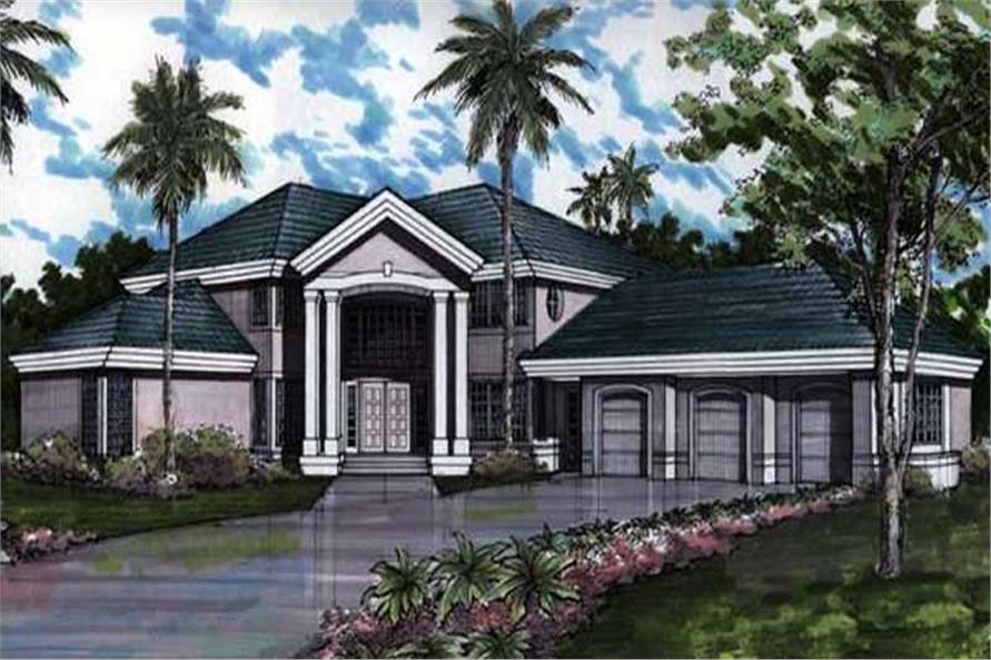 Front view of Mediterranean home (ThePlanCollection: House Plan #146-1401)