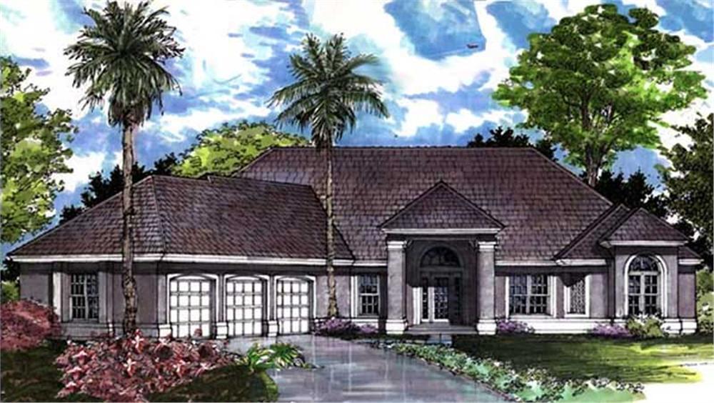 Front view of European home (ThePlanCollection: House Plan #146-1402)