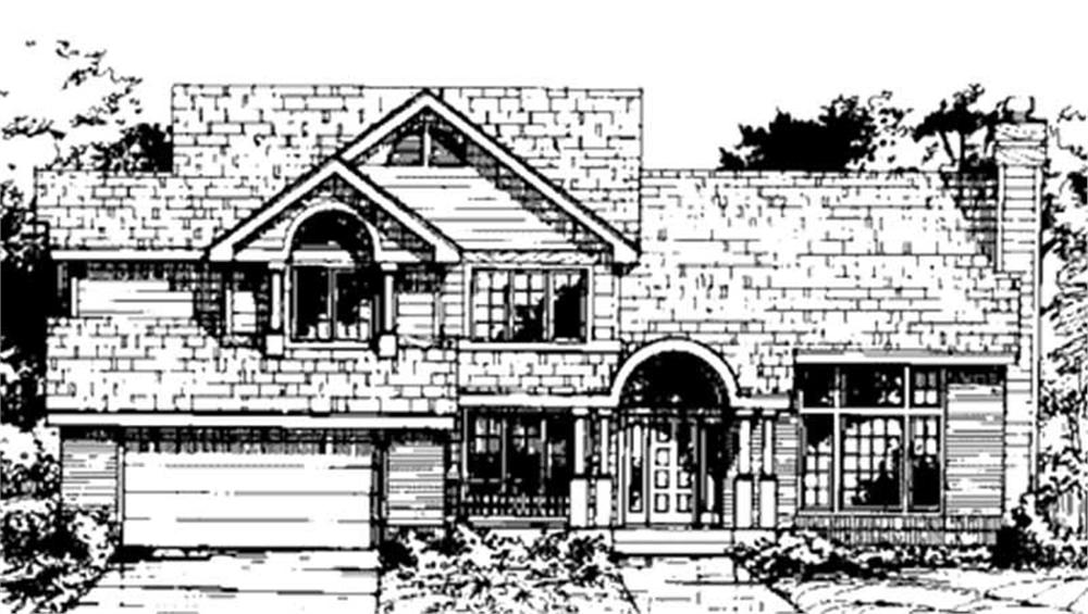 Front view of Country home (ThePlanCollection: House Plan #146-1404)