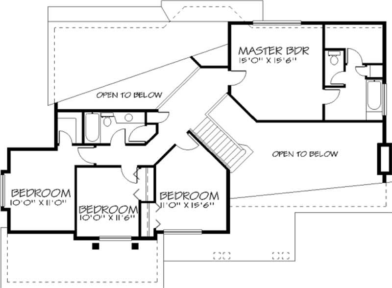Floor Plan Second Story of Country Plan #146-1404