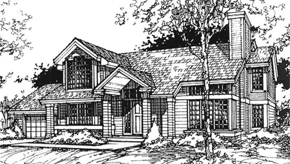 Front view of Country home (ThePlanCollection: House Plan #146-1405)