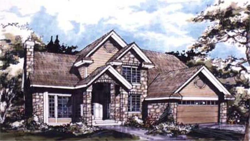 Front view of Country home (ThePlanCollection: House Plan #146-1406)