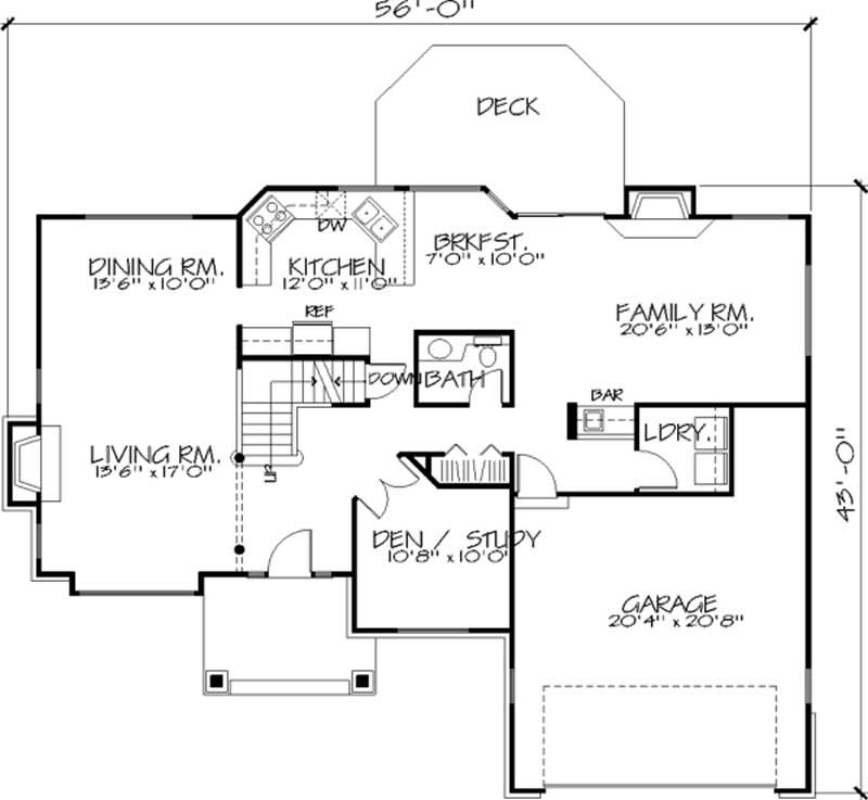 Floor Plan First Story of Country Plan #146-1406